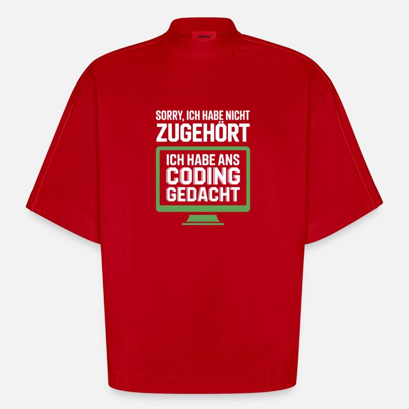Coding Thinking instead of belonging - Heavyweight Oversized Organic Boxy T-Shirt Made in EU - red