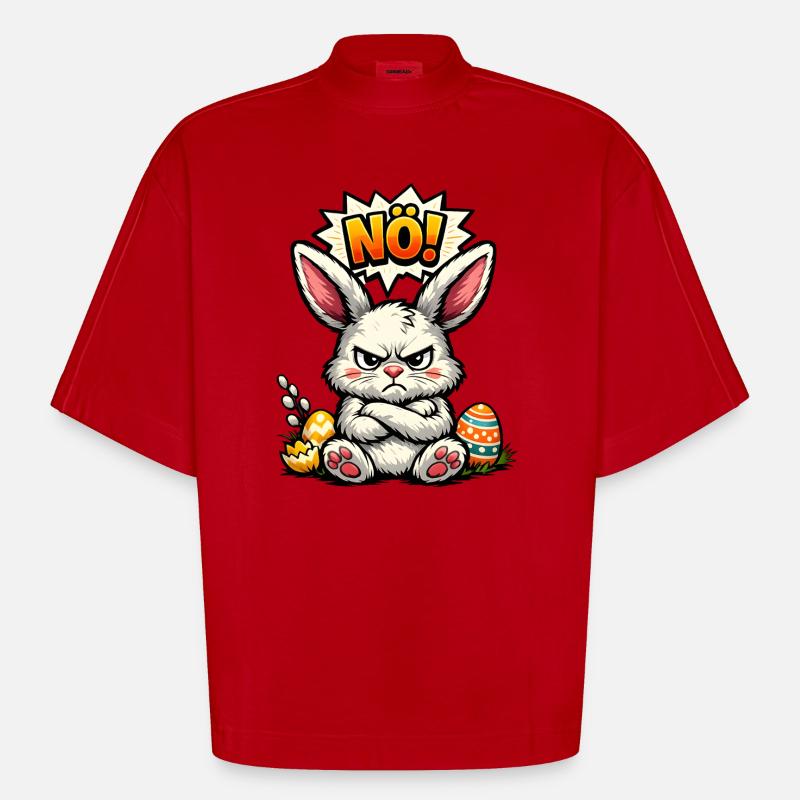 Lower Austrian Bunny Easter Gift - Heavyweight Oversized Organic Boxy T-Shirt Made in EU - red