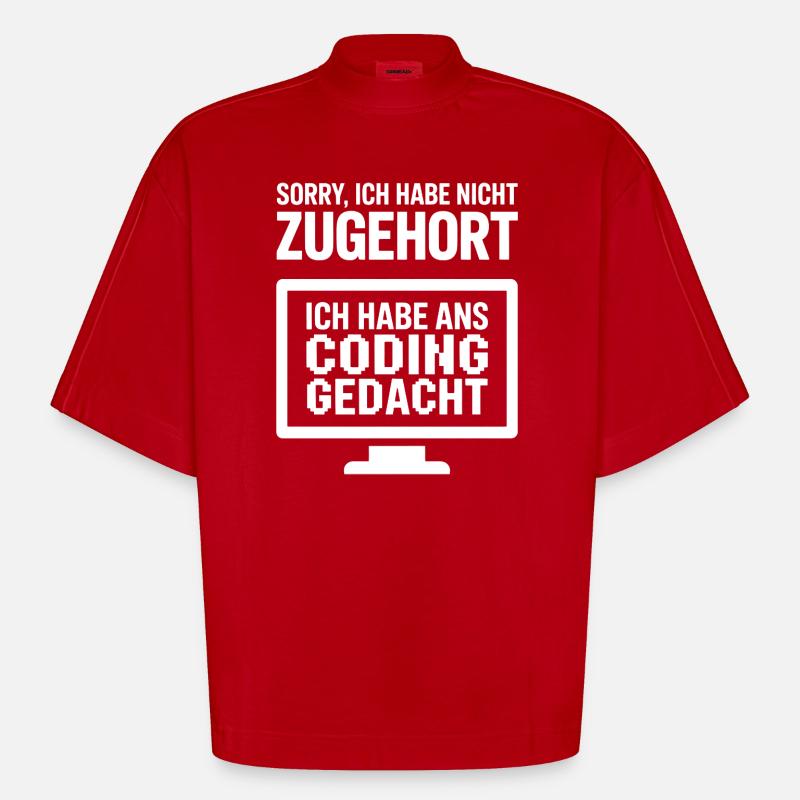 Pensée de codage - T-shirt bio épais oversize Boxy fabriqué en UE - rouge