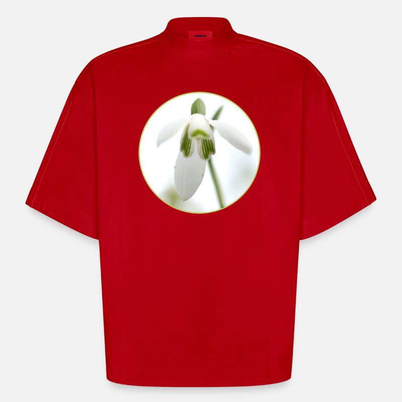 Source de la Fleur de Perce-Neige - T-shirt bio épais oversize Boxy fabriqué en UE - rouge