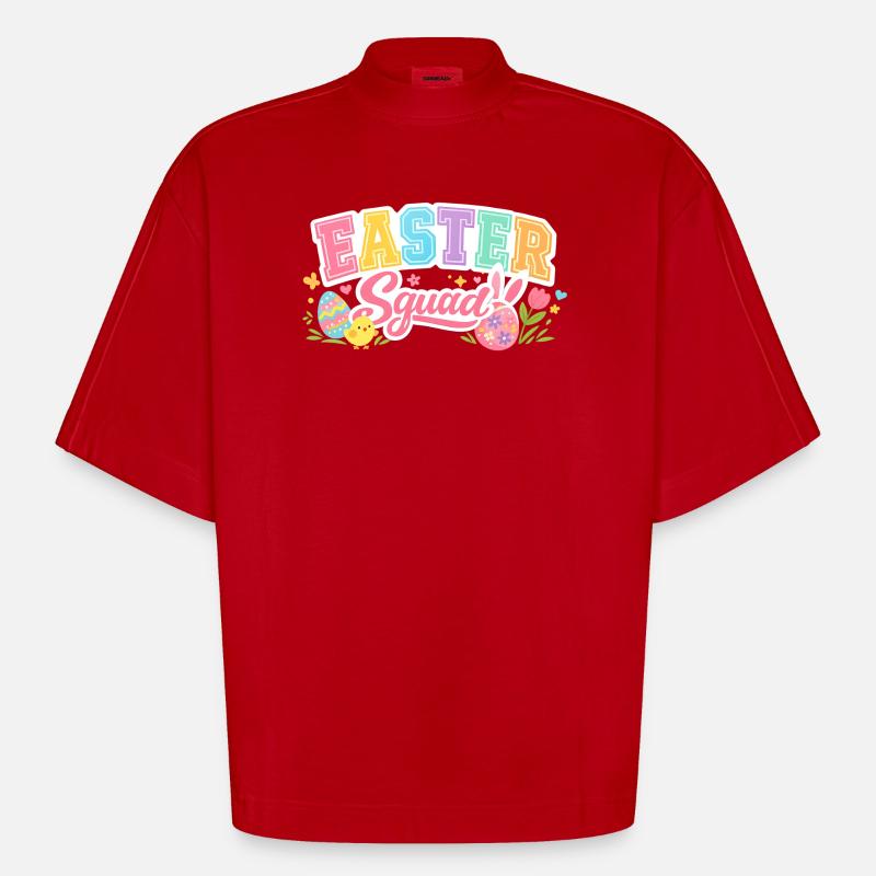 Easter Squad Egg Hunt - Heavyweight Oversized Organic Boxy T-Shirt Made in EU - Rot
