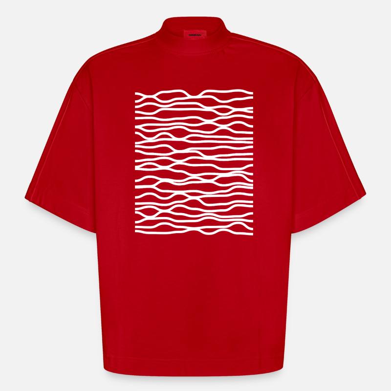 Zebra Wave Stripe Pattern - Heavyweight Oversized Organic Boxy T-Shirt Made in EU - red
