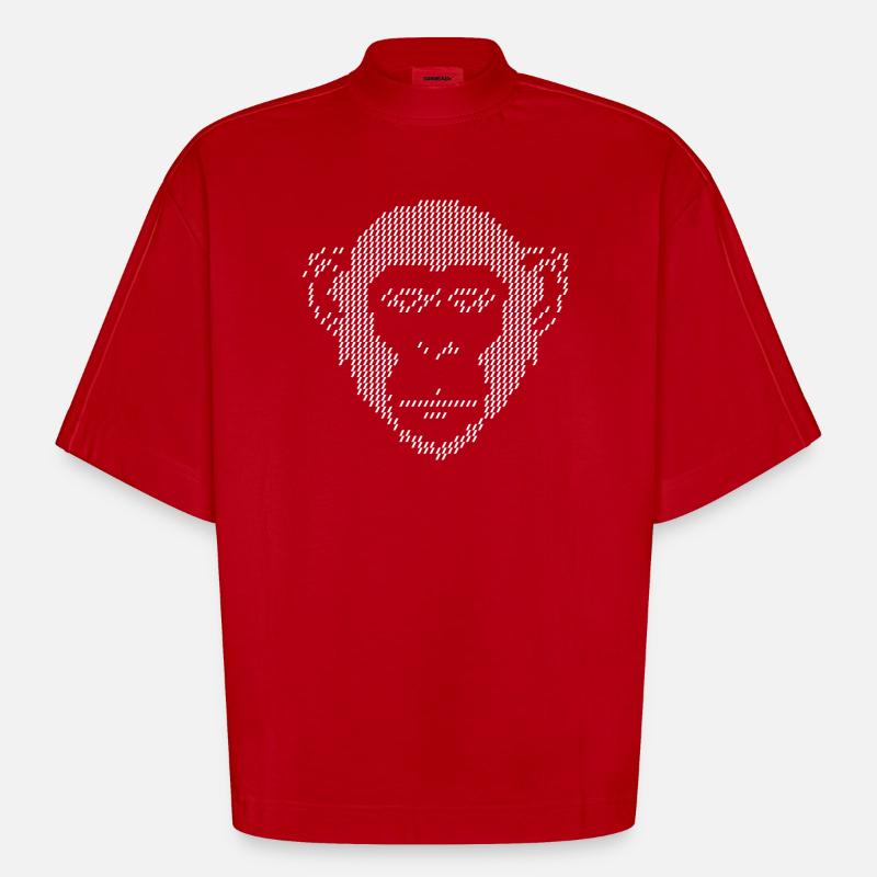 Pixel Monkey Halbton-Kunst - Heavyweight Oversized Organic Boxy T-Shirt Made in EU - Rot