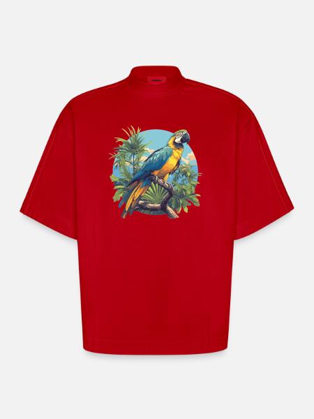 Macaw's Era - Heavyweight Oversized Organic Boxy T-Shirt Made in EU - red