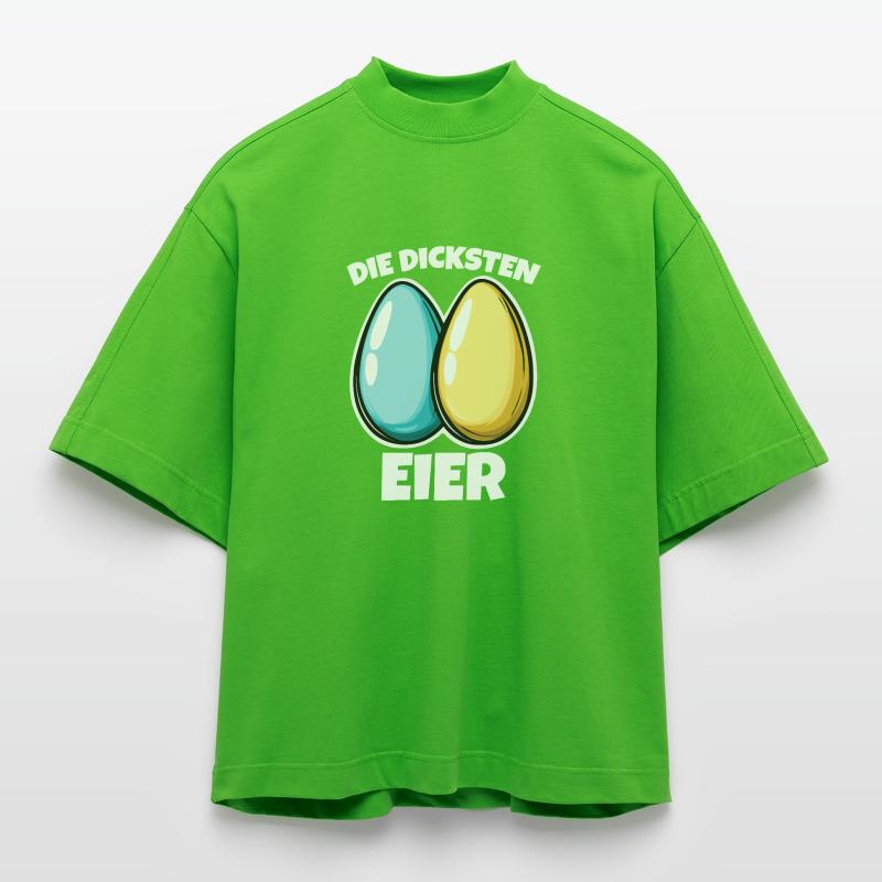 Dicke Eier die dicksten Eier Ostereier Heavyweight Oversized Organic Boxy T-Shirt Made in EU