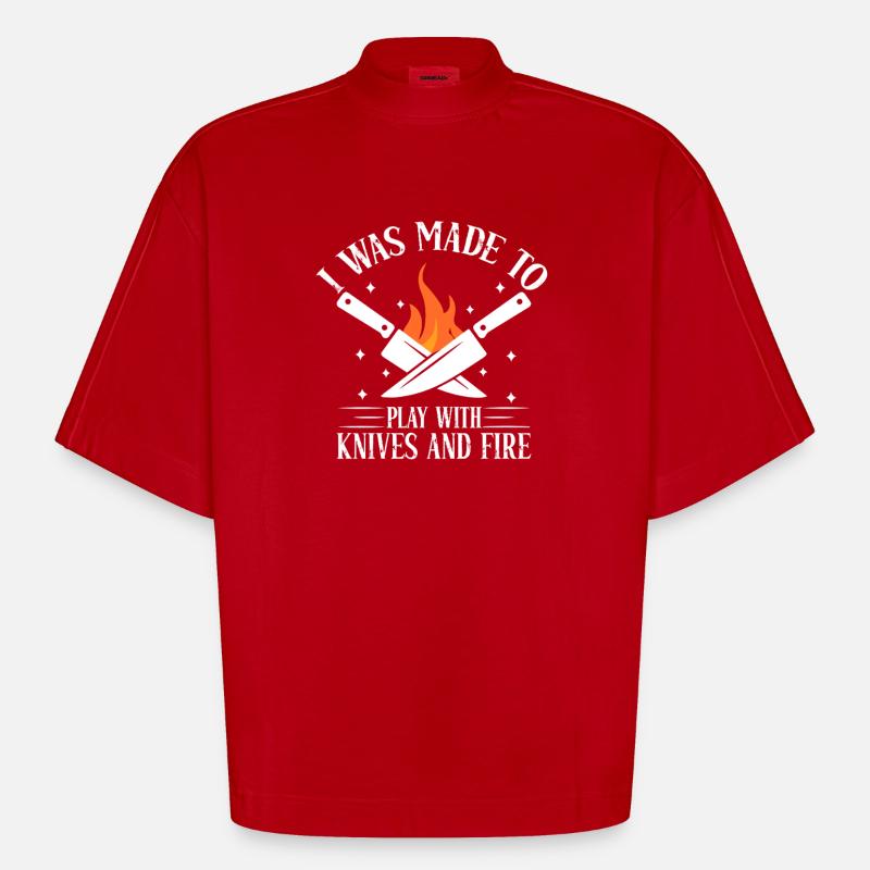 Buffy Chef Capo Chef Baker Chef Uniforme Cucina Io - Maglietta boxy ecologica oversize Heavyweight Made in UE - rosso