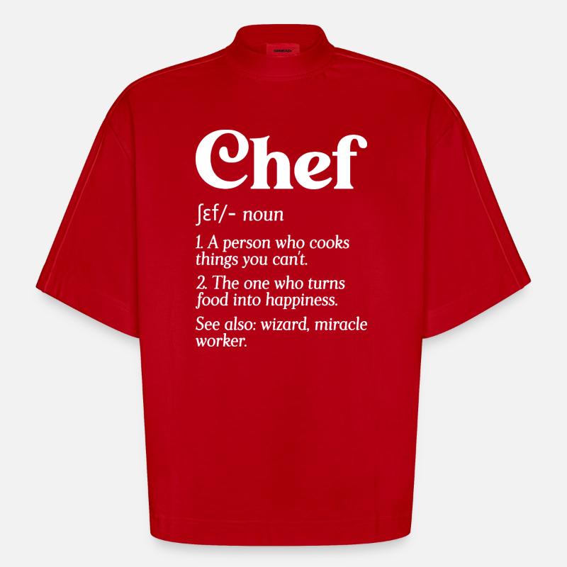 Funny Chef Definition Head Chef Baker Restaurant C - Heavyweight Oversized Organic Boxy T-Shirt Made in EU - red