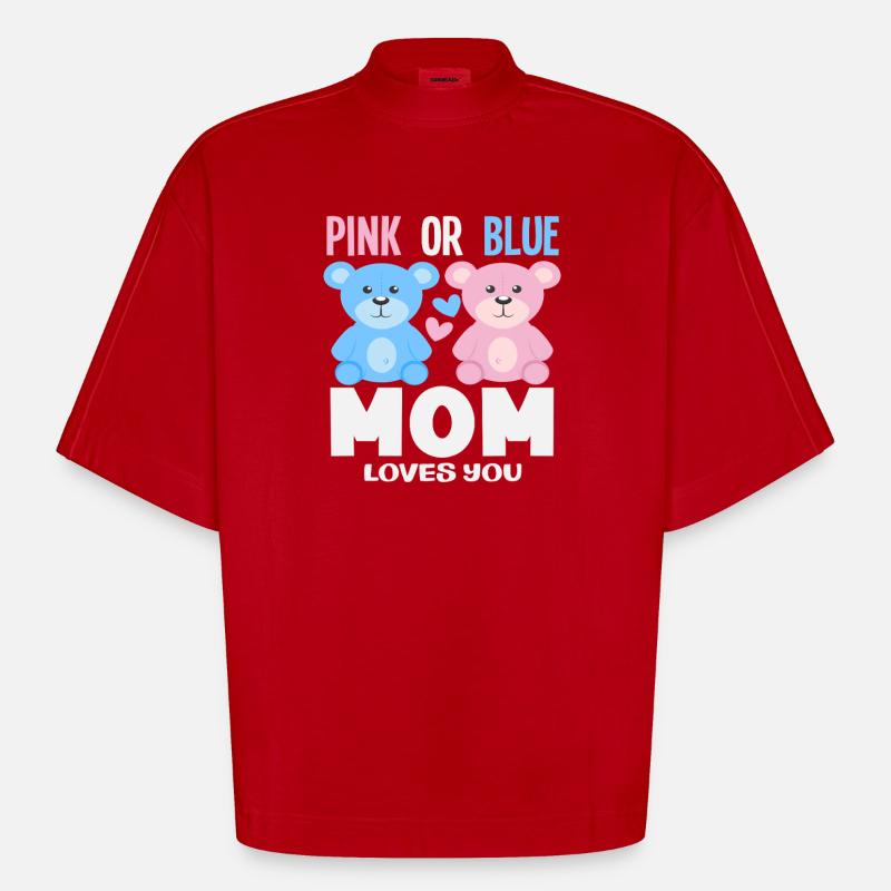 Pink Oder Blau Mama Liebt Dich - Heavyweight Oversized Organic Boxy T-Shirt Made in EU - Rot