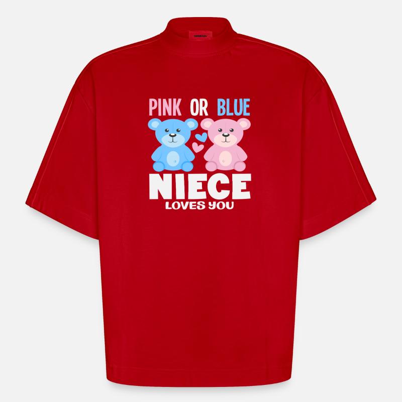 Pink Oder Blau Nichte Liebt Dich - Heavyweight Oversized Organic Boxy T-Shirt Made in EU - Rot