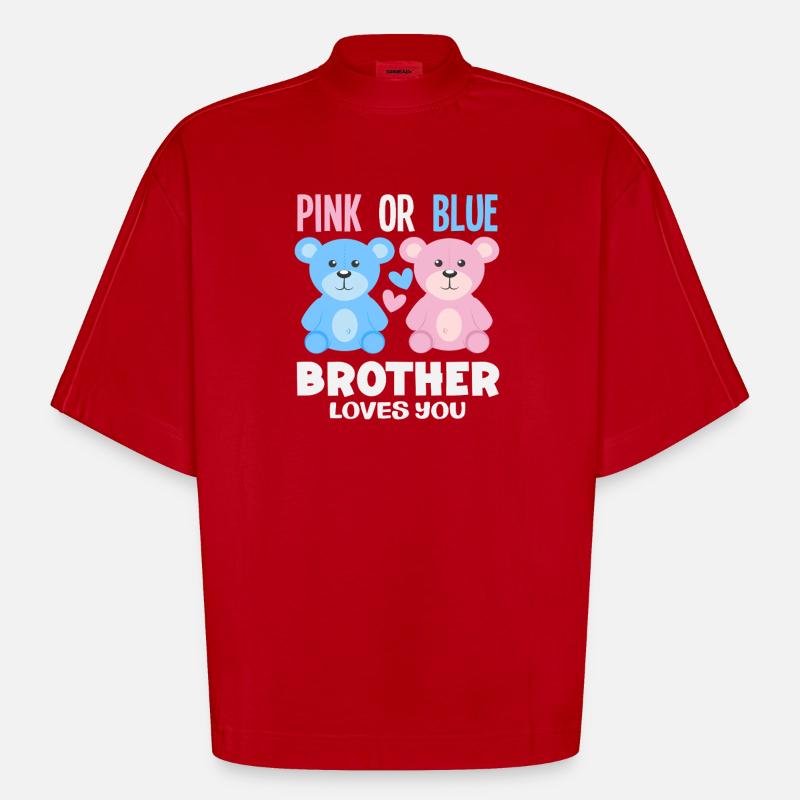 Pink Oder Blau Bruder Liebt Dich - Heavyweight Oversized Organic Boxy T-Shirt Made in EU - Rot