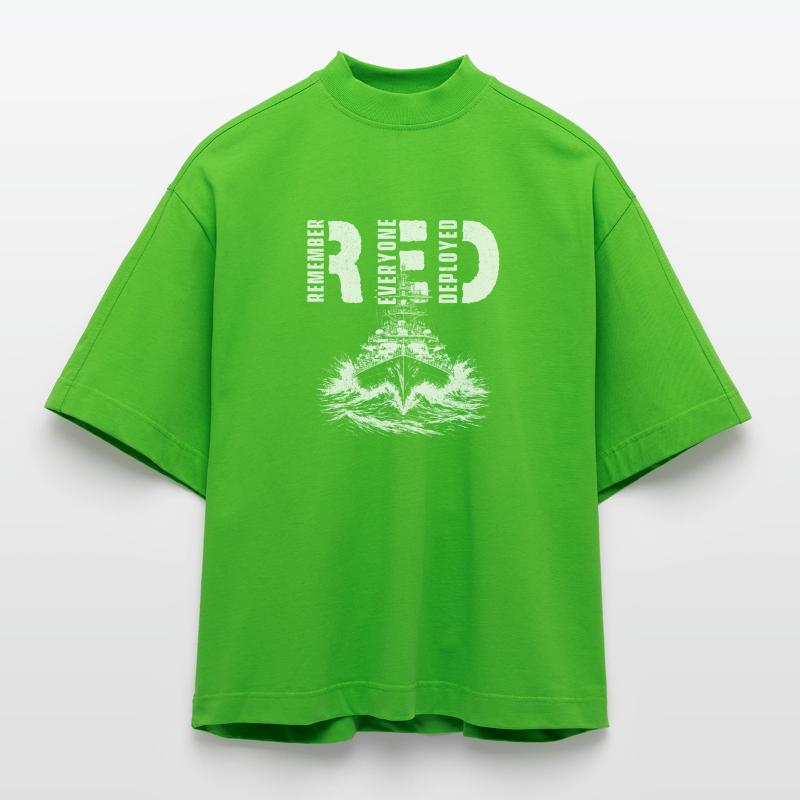 RED Remember Everyone Deployed Support Troops Heavyweight Oversized Organic Boxy T-Shirt Made in EU