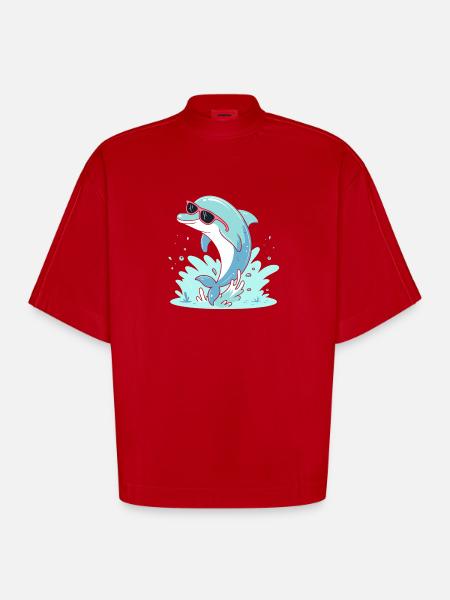 Delfin-Sommer-Pinkbrille - Heavyweight Oversized Organic Boxy T-Shirt Made in EU - Rot