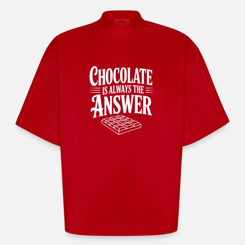 Le chocolat est toujours la solution - T-shirt bio épais oversize Boxy fabriqué en UE - rouge
