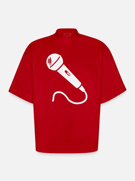 Microphone Karaoke Musician Singer Microphone Singing - Heavyweight Oversized Organic Boxy T-Shirt Made in EU - red