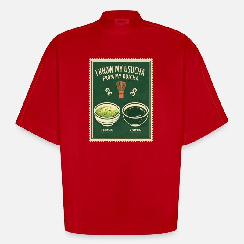 Usucha oder Koicha | Matcha Wissen - Heavyweight Oversized Organic Boxy T-Shirt Made in EU - Rot
