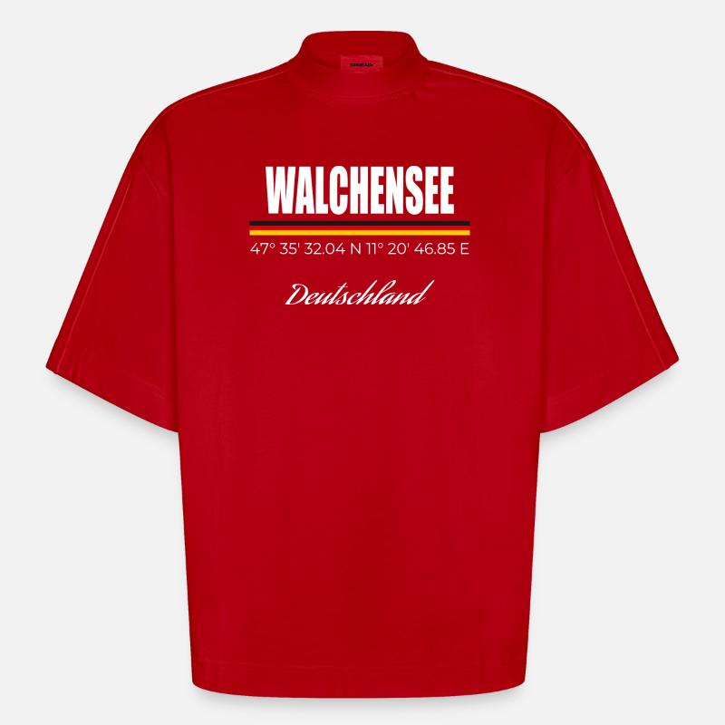 Walchensee - Heavyweight Oversized Organic Boxy T-Shirt Made in EU - Rot