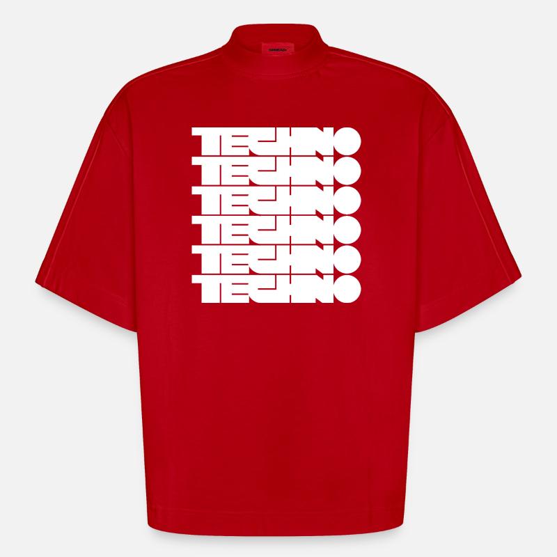 Techno Music Bold Abstract Geometry logo - T-shirt bio épais oversize Boxy fabriqué en UE - rouge