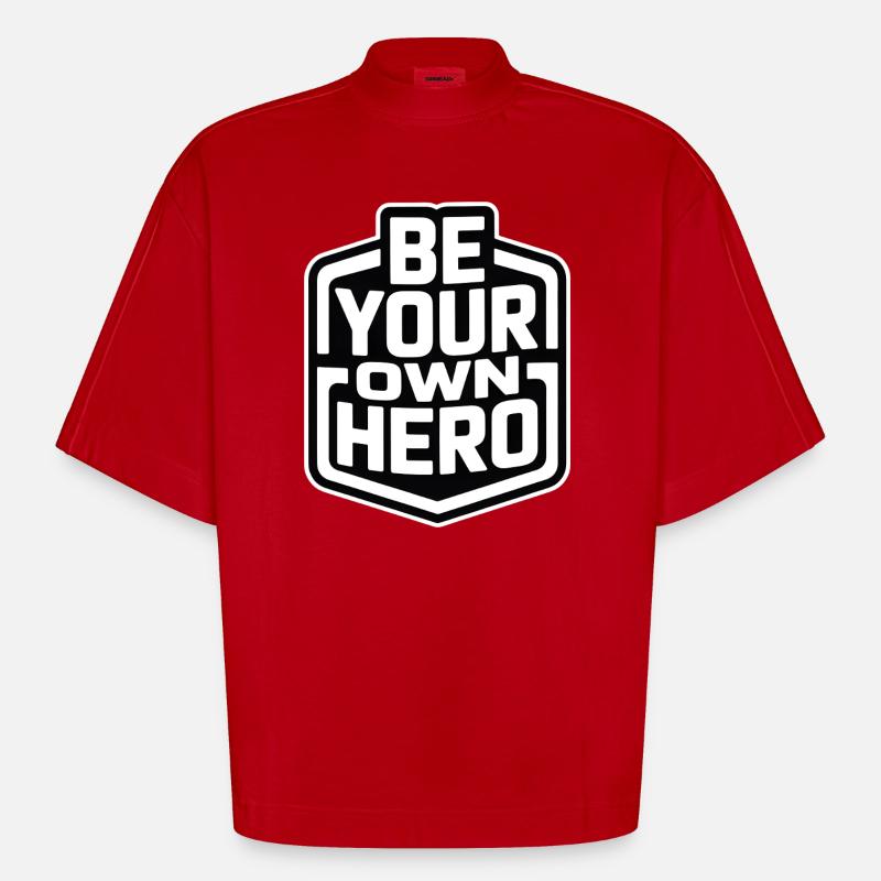 Sei dein eigener Held - Heavyweight Oversized Organic Boxy T-Shirt Made in EU - Rot