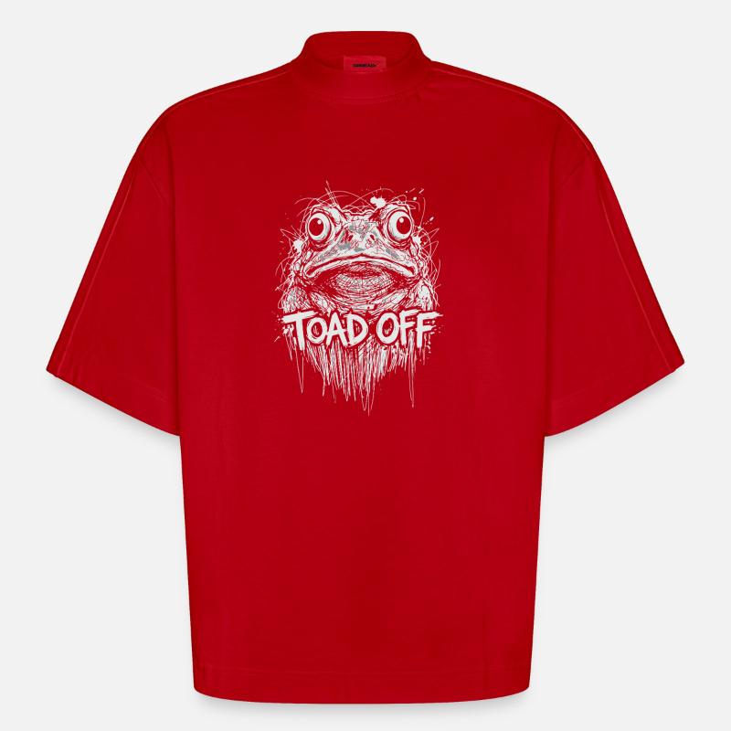 Toad Off Internet Meme Frog - Heavyweight Oversized Organic Boxy T-Shirt Made in EU - red