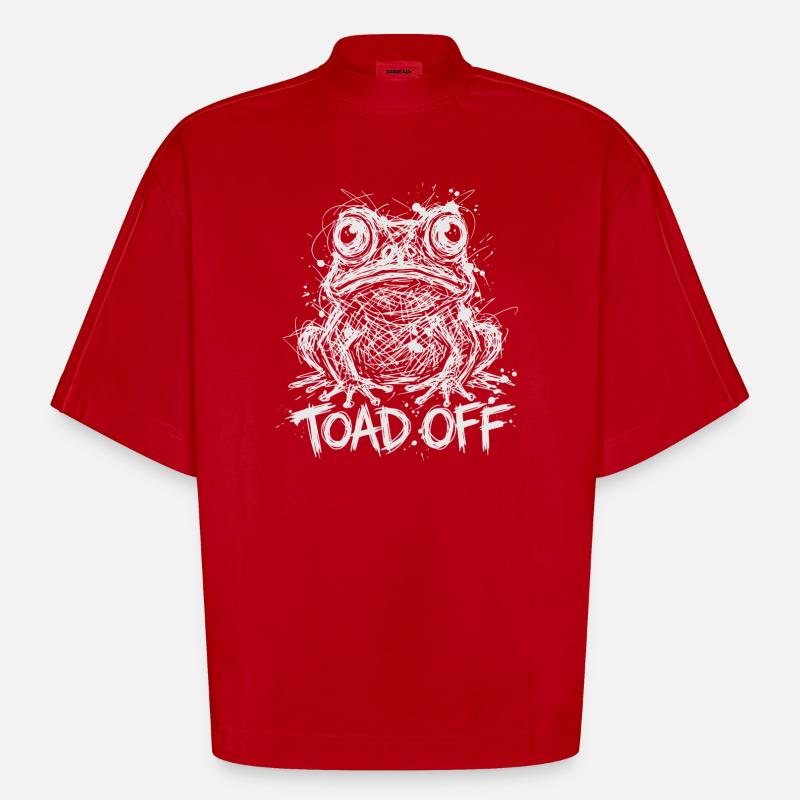 Toad Off Internet Meme Frog - Heavyweight Oversized Organic Boxy T-Shirt Made in EU - red