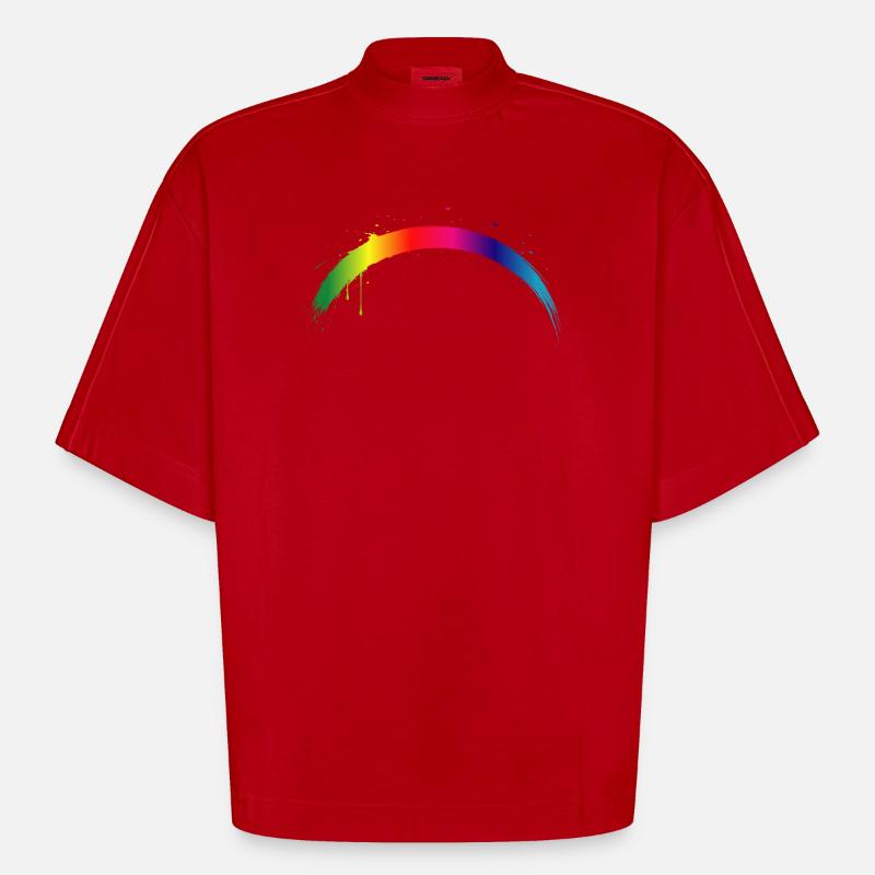 Regenbogen Bogen Farbverlauf Splash Kunst - Heavyweight Oversized Organic Boxy T-Shirt Made in EU - Rot