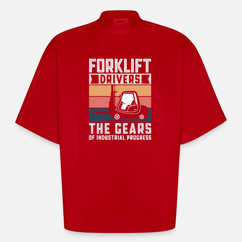 Staplerfahrer Englisch Spruch Stapler - Heavyweight Oversized Organic Boxy T-Shirt Made in EU - Rot