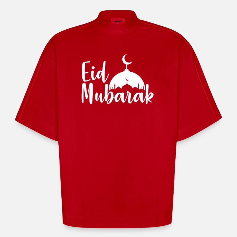 Silhouette der Eid Mubarak-Moschee - Heavyweight Oversized Organic Boxy T-Shirt Made in EU - Rot