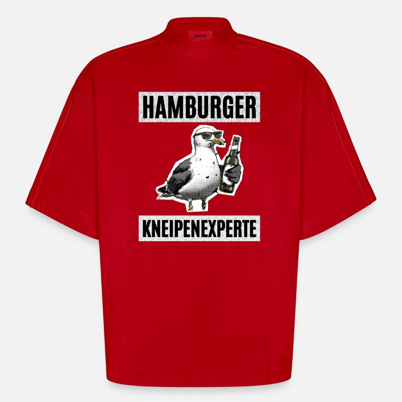 Hamburger Kneipen Experte - Heavyweight Oversized Organic Boxy T-Shirt Made in EU - Rot