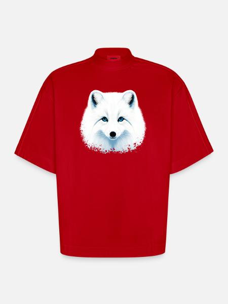 Arctic fox - Heavyweight Oversized Organic Boxy T-Shirt Made in EU - red