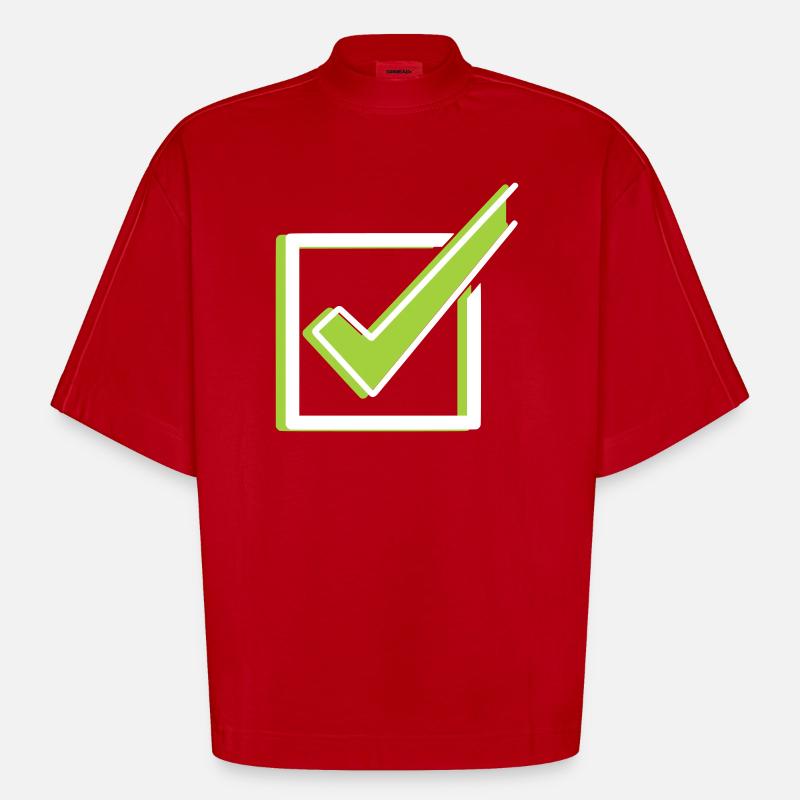 Quadrillage Häkchen Check, plan 3D - T-shirt bio épais oversize Boxy fabriqué en UE - rouge