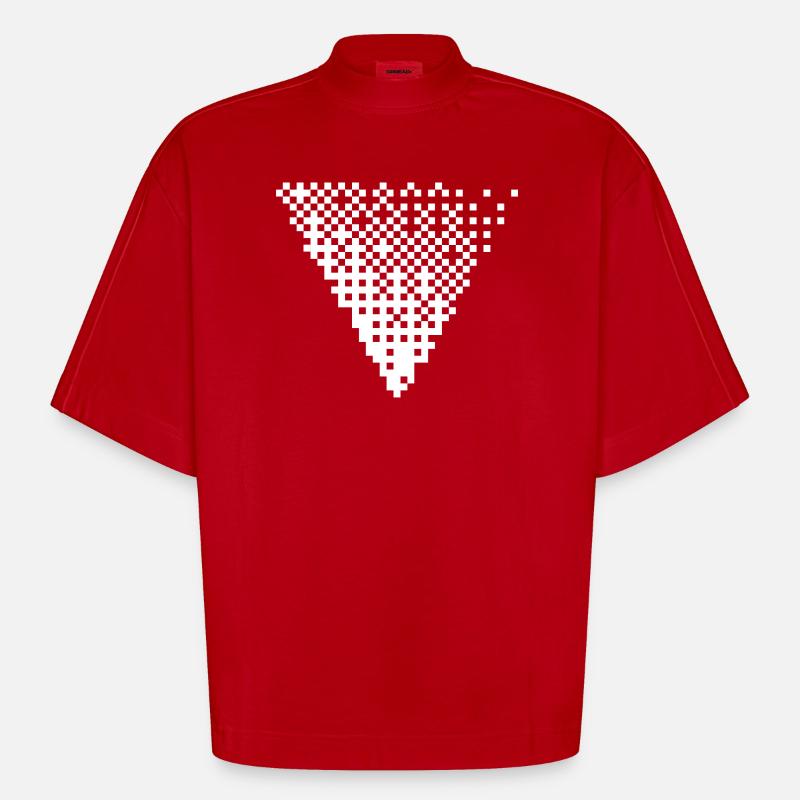 Triangular Halftone Pixel Grid - Heavyweight Oversized Organic Boxy T-Shirt Made in EU - red