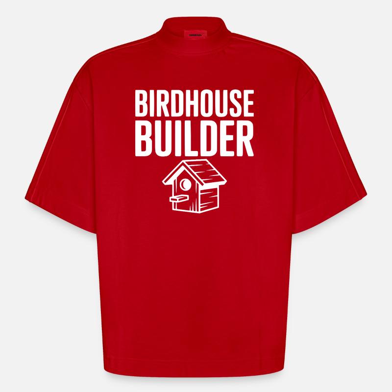 Constructeur de maisons à oiseaux - T-shirt bio épais oversize Boxy fabriqué en UE - rouge
