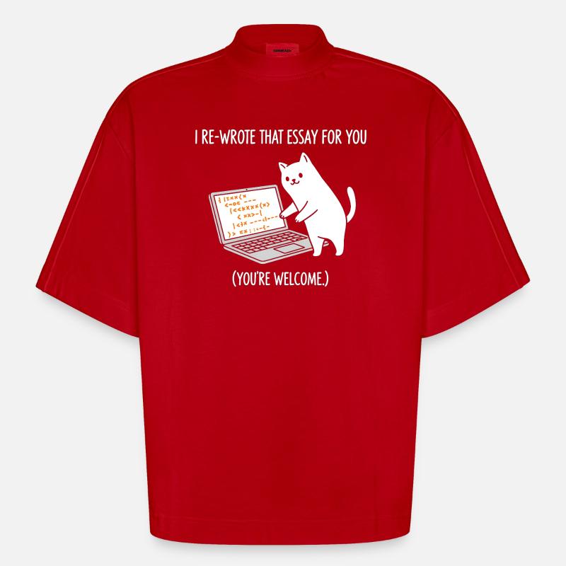 Code-Katze erklärt Aufgaben - Heavyweight Oversized Organic Boxy T-Shirt Made in EU - Rot