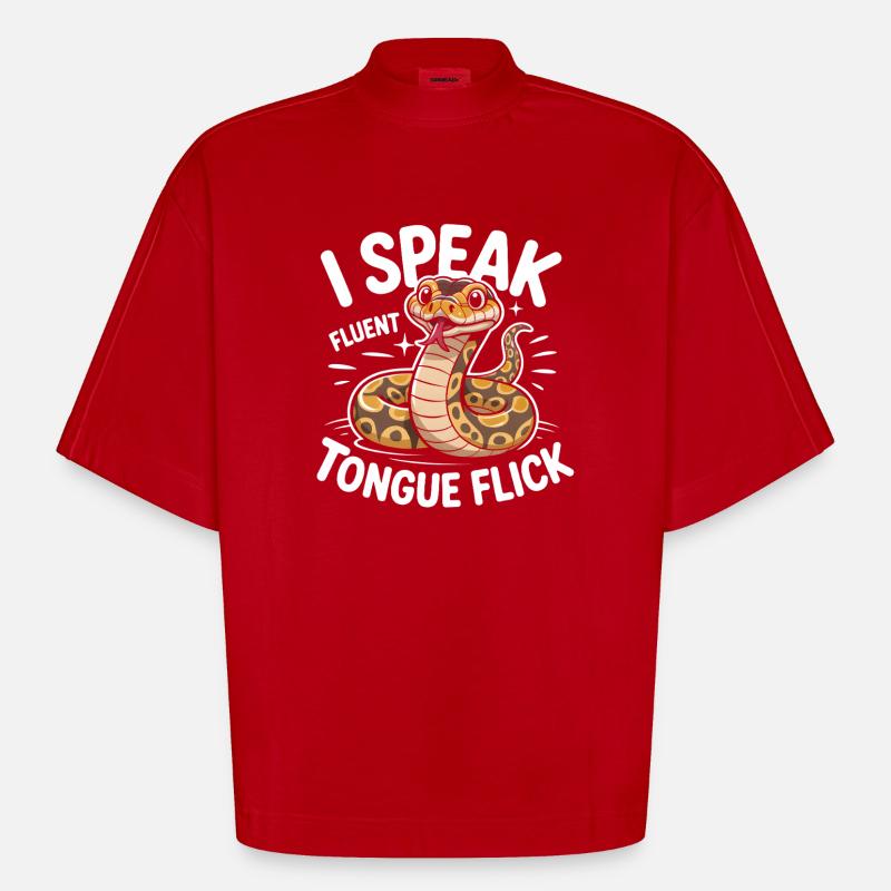 Langue Fluide | Humour du Python Roi - T-shirt bio épais oversize Boxy fabriqué en UE - rouge