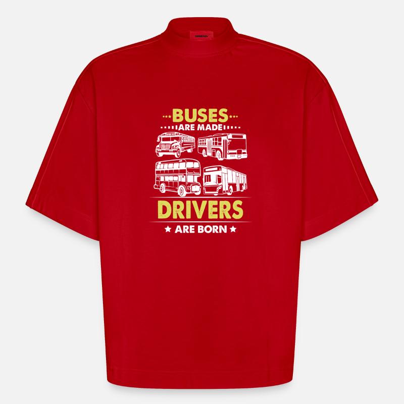 Busfahrer Schulbusfahrer Doppeldecker-Buspub - Heavyweight Oversized Organic Boxy T-Shirt Made in EU - Rot