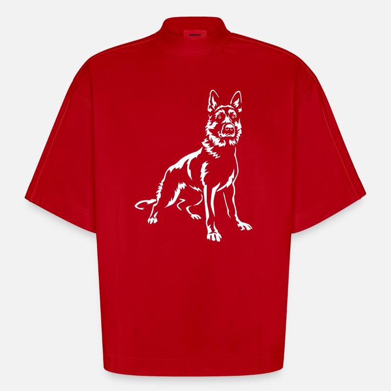 German Shepherd "Black Edition" - Heavyweight Oversized Organic Boxy T-Shirt Made in EU - red