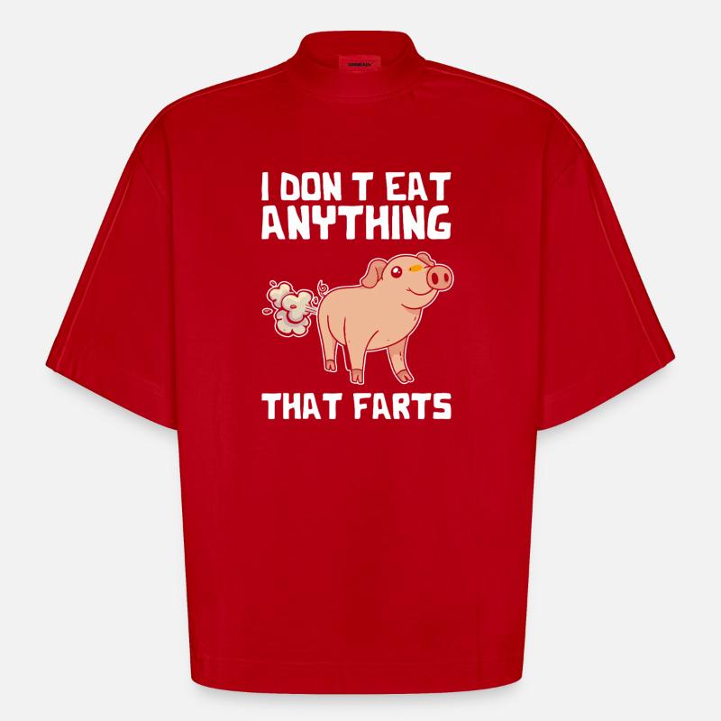 Pet de cochon : Pun Tee - T-shirt bio épais oversize Boxy fabriqué en UE - rouge