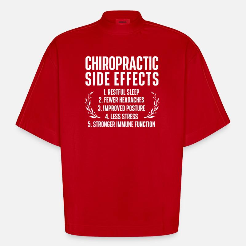 Chiropractic Side Effects Tee - Heavyweight Oversized Organic Boxy T-Shirt Made in EU - red