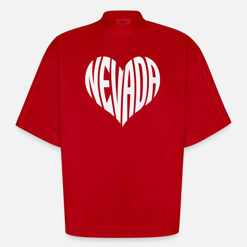 Nevada Herz Typografie - Heavyweight Oversized Organic Boxy T-Shirt Made in EU - Rot
