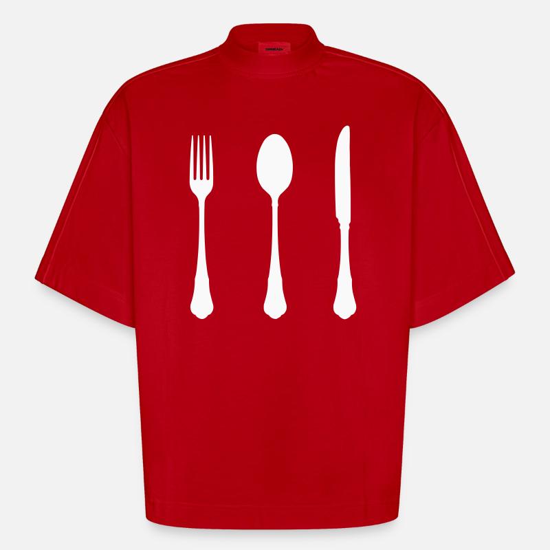 Conception de silhouettes de couverts - T-shirt bio épais oversize Boxy fabriqué en UE - rouge