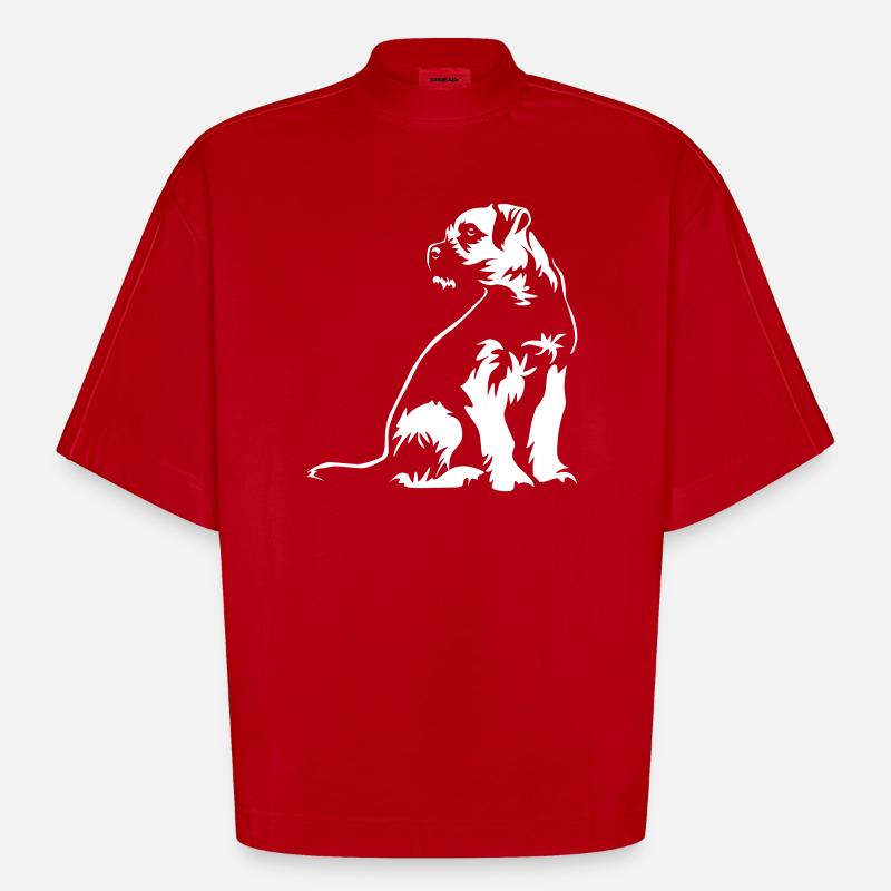 Border Terrier "Black Edition" - Heavyweight Oversized Organic Boxy T-Shirt Made in EU - red