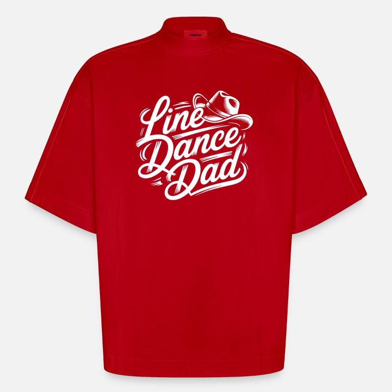 Line Dance Dad - Script Logo - Heavyweight Oversized Organic Boxy T-Shirt Made in EU - red