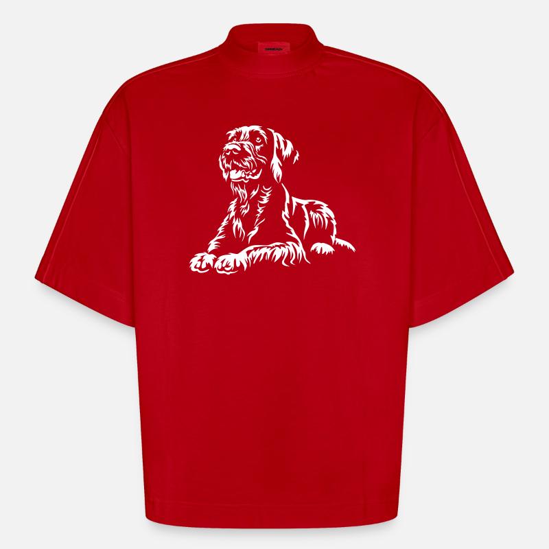 Deutsch Drahthaar "Black Edition" - Heavyweight Oversized Organic Boxy T-Shirt Made in EU - Rot