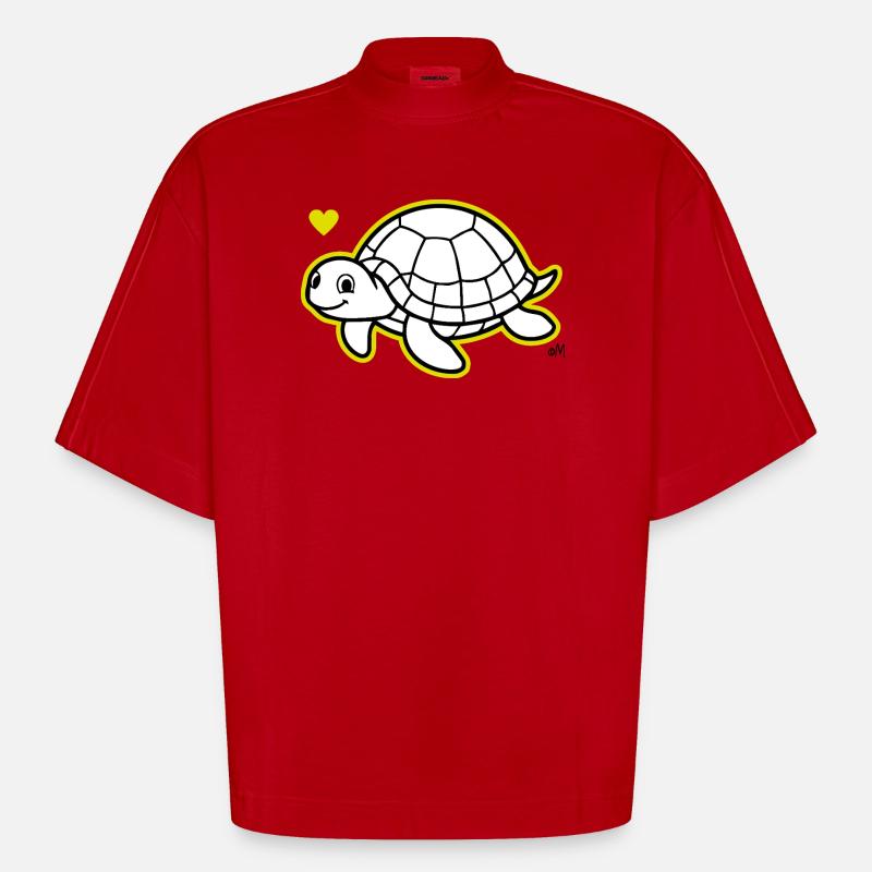 Max_the_turtle - T-shirt bio épais oversize Boxy fabriqué en UE - rouge