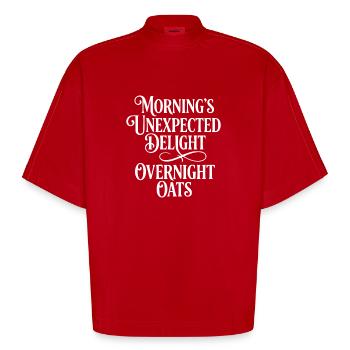 Overnight Oats Muesli Cereals Morning Delight - Heavyweight Oversized Organic Boxy T-Shirt Made in EU - red - Front