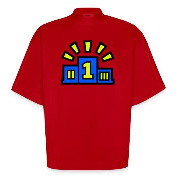 Sieger Podest Platz 1 Champion - Heavyweight Oversized Organic Boxy T-Shirt Made in EU - Rot - Vorne