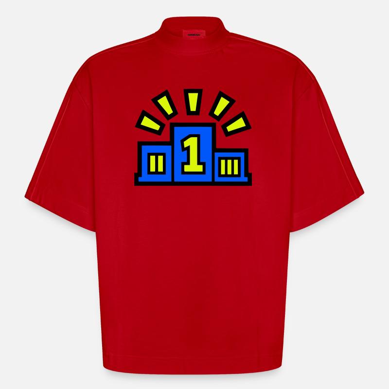 Sieger Podest Platz 1 Champion - Heavyweight Oversized Organic Boxy T-Shirt Made in EU - Rot