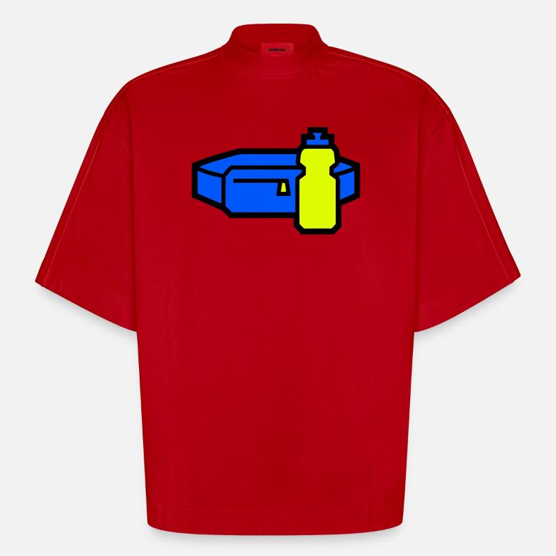 Practical Hydration Belt Runner - Heavyweight Oversized Organic Boxy T-Shirt Made in EU - red