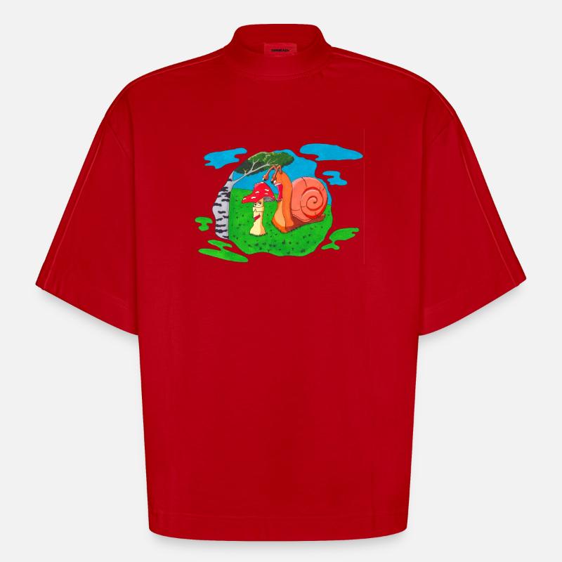 Front champignon - T-shirt bio épais oversize Boxy fabriqué en UE - rouge