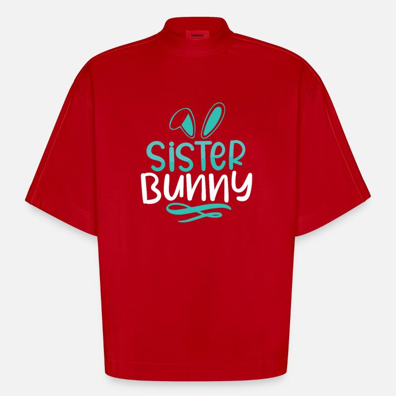 Schwester Bunny Whimsy-Logo - Heavyweight Oversized Organic Boxy T-Shirt Made in EU - Rot